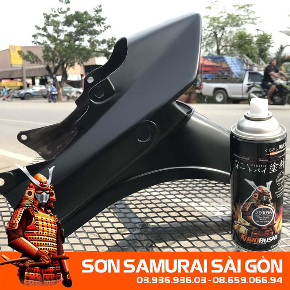 Combo sơn SAMURAI 109A ĐEN NHÁM/MỜ chính hãng - Sơn phun xe máy SAMURAI SÀI GÒN