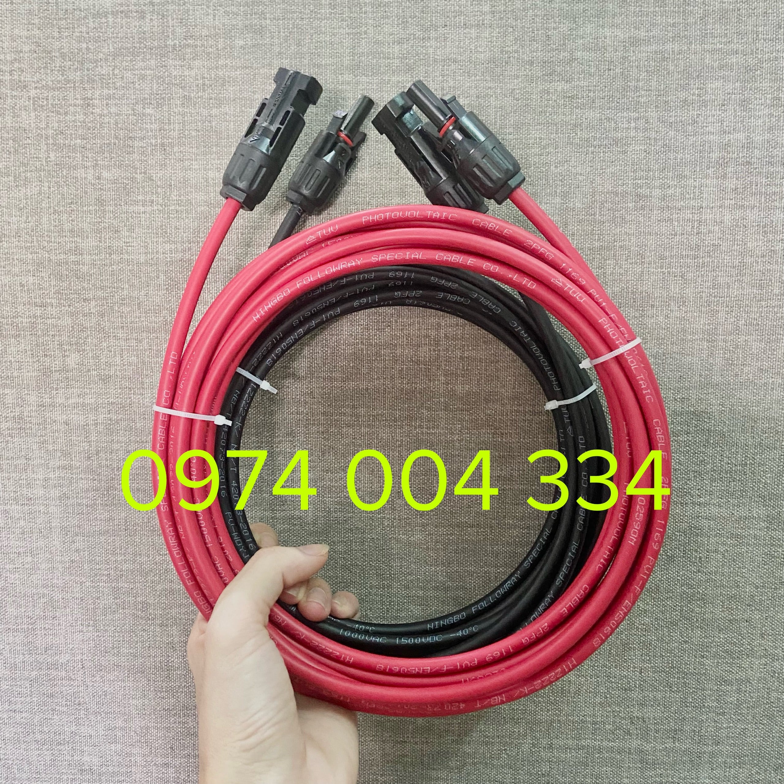 05 mét đôi dây điện pv/dc 4.0 bấm sẵn 2 đầu mc4 để nối dây