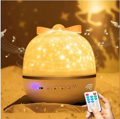 Đèn Chiếu Sao Trang Trí Phòng Xoay Tự Động Tặng Kèm 6 Mẫu Film Decor Chiếu Trần 3D Quà Tặng Người Thân Yêu.