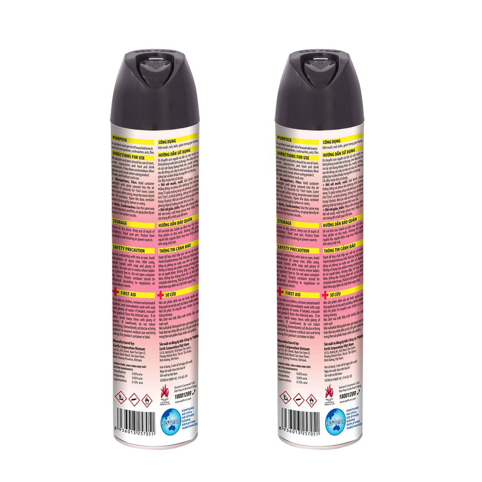 Combo 2 Bình xịt côn trùng RED FOXX 600ml - Hương Chanh