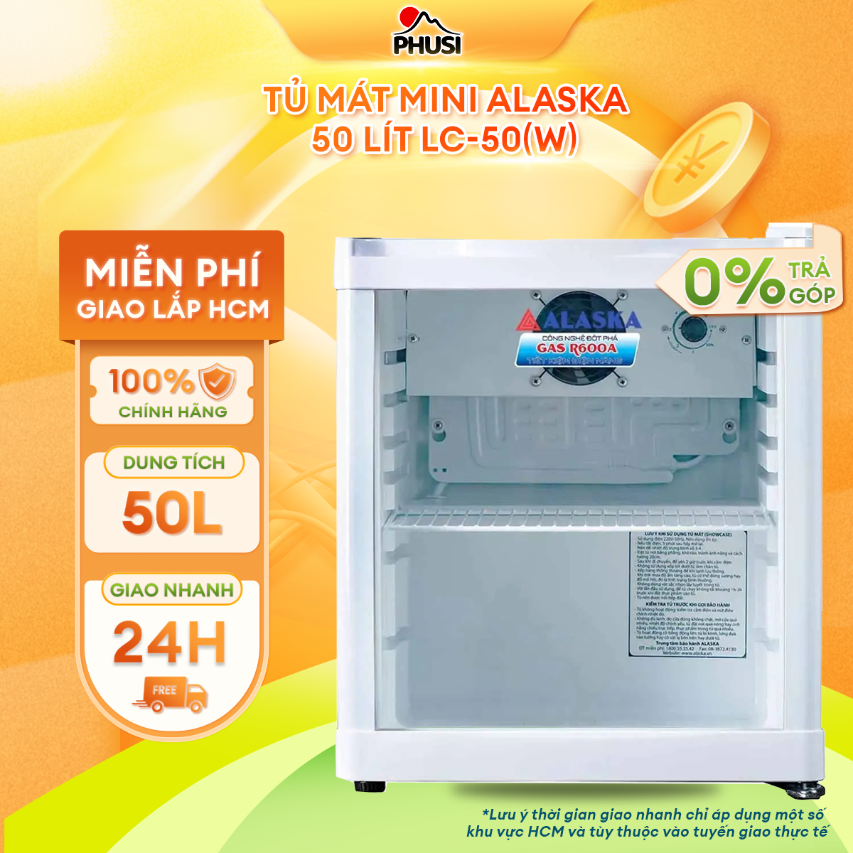 [0% Installment Payment]Lc-50 - Alaska Mini Refrigerator 50 Liters Lc-50 (White)