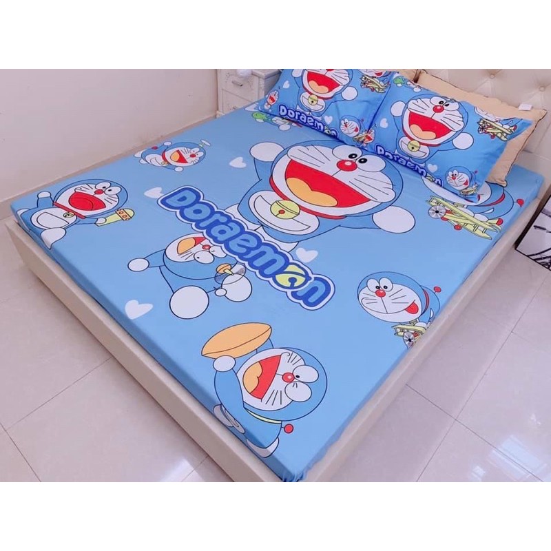 Bộ ga gối cotton poly 5d doremon