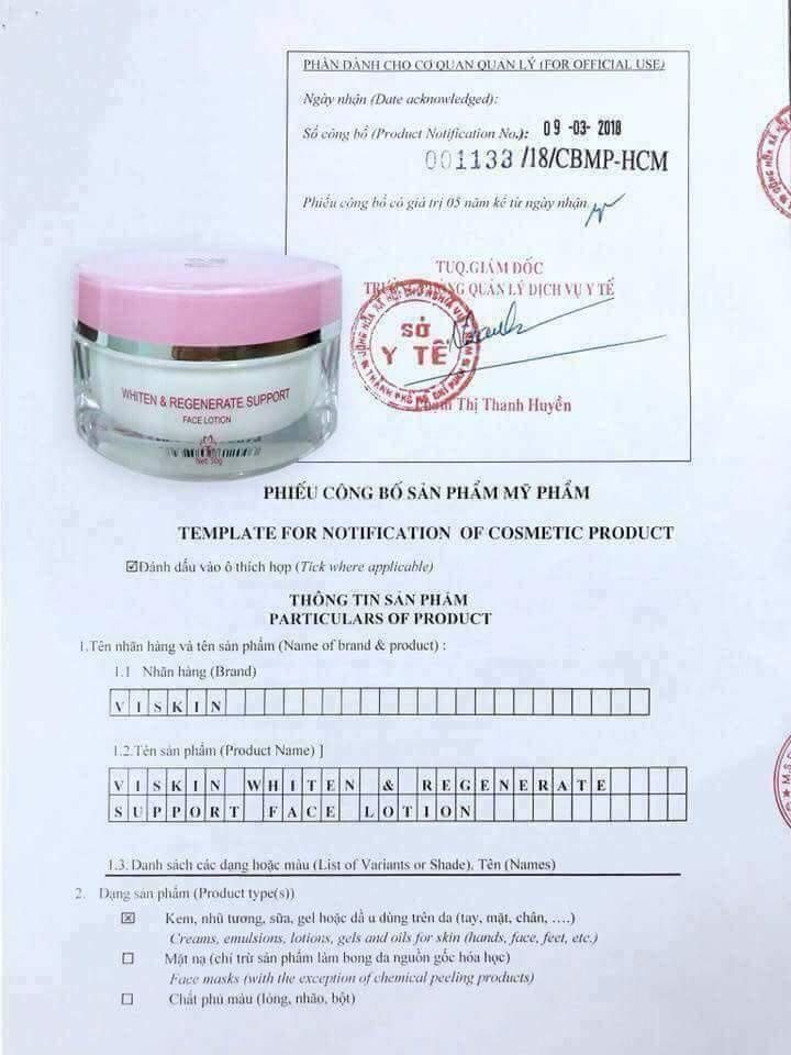 KEM DƯỠNG TRẮNG HỖ TRỢ PHỤC HỒI DA VISKIN