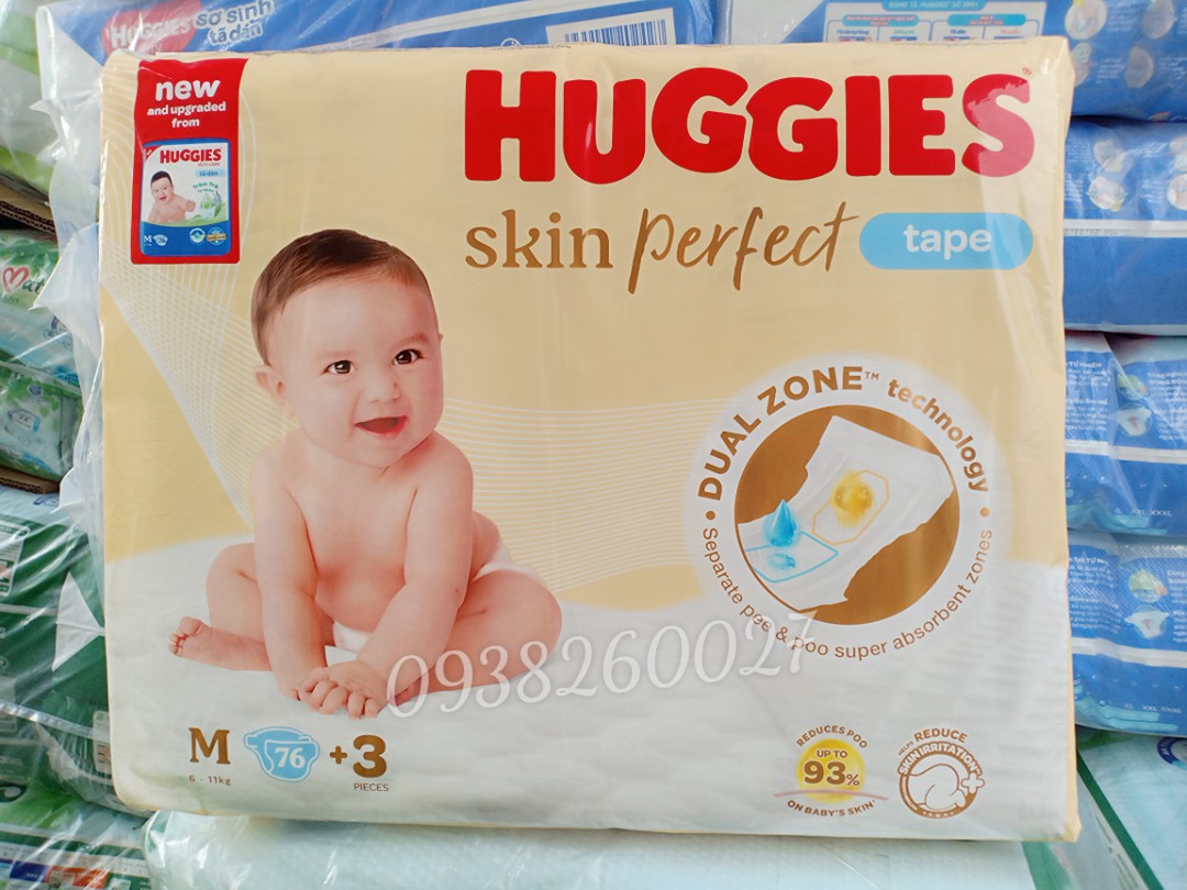 Tã Dán Huggies tràm trà S80/M76/L68/XL62/XXL56 miếng
