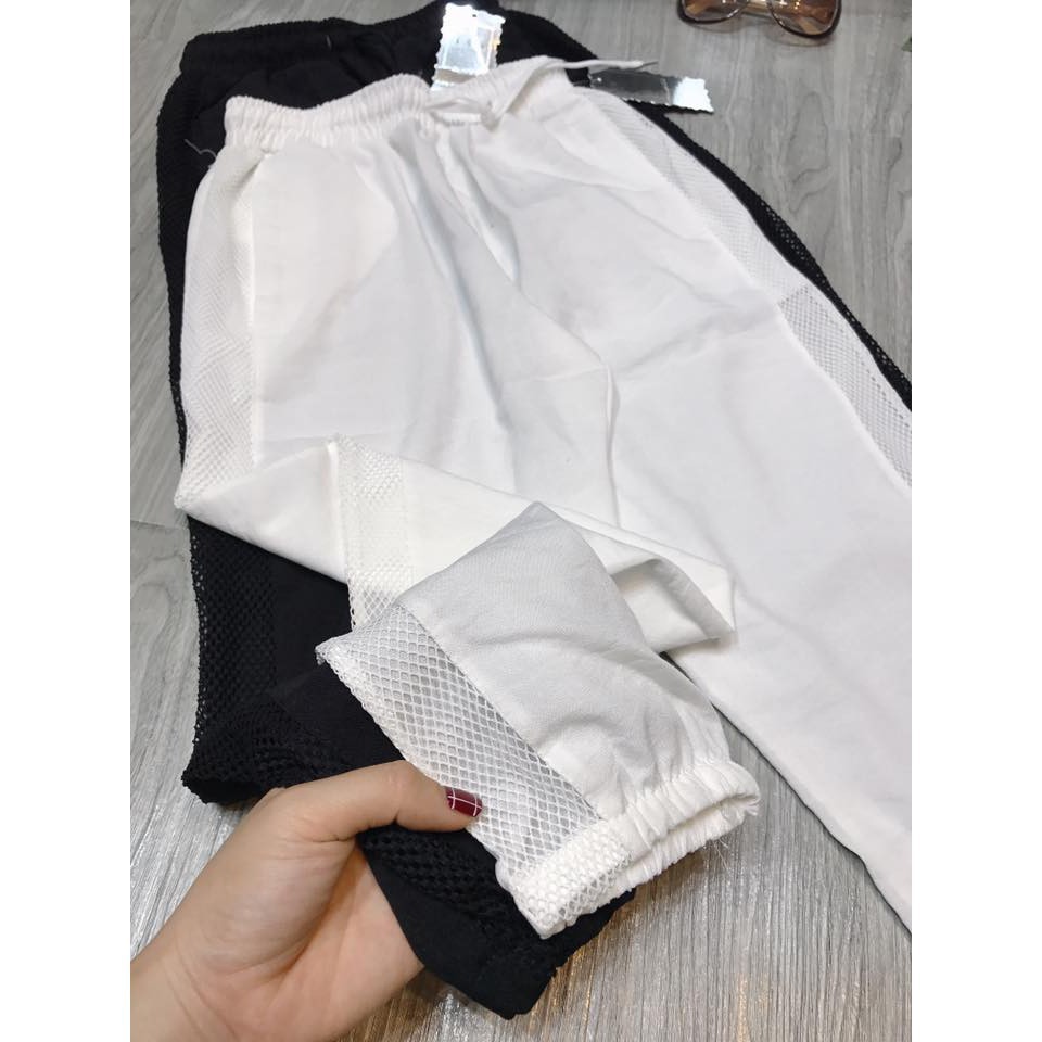 Quần Jogger Nữ Phối Lưới Sườn Cá Tính Mạnh Mẽ