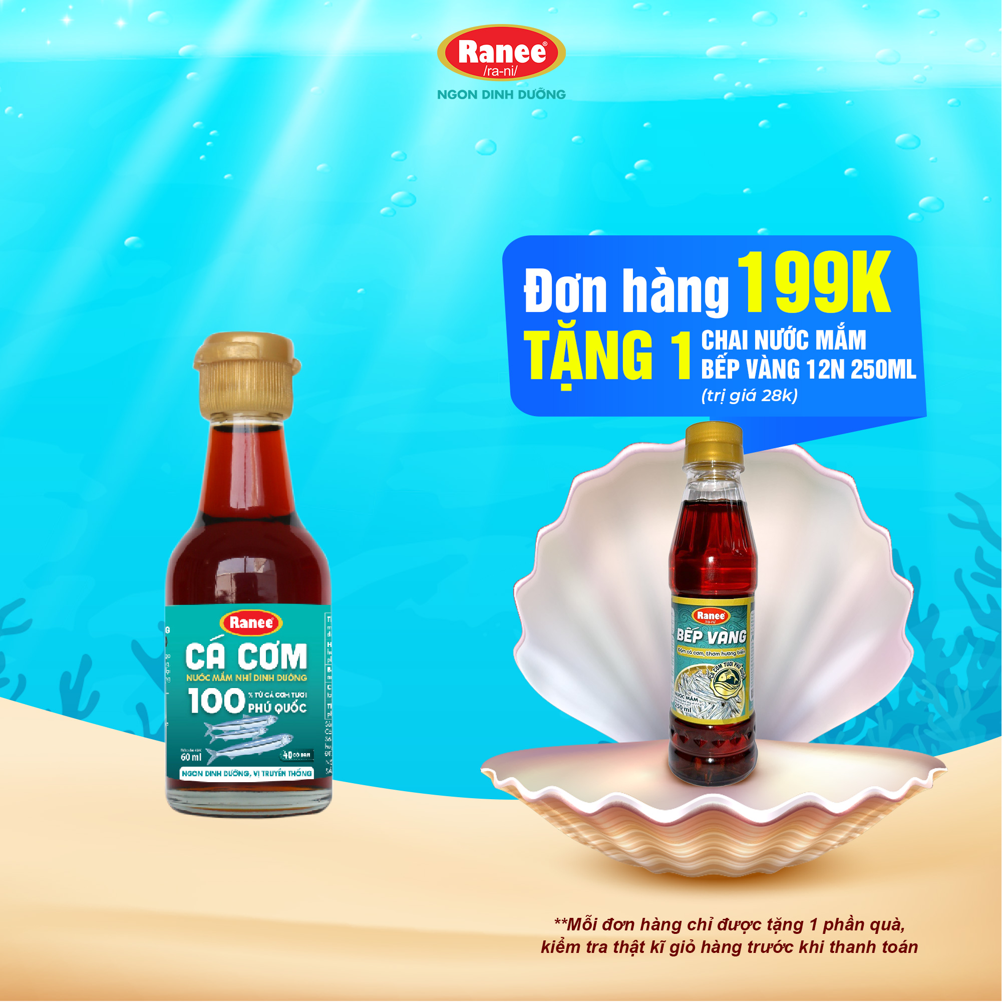 {Đơn 199k tặng hộp bơ -399k tặng vá gỗ} Nước mắm nhĩ dinh dưỡng Ranee Cá Cơm 40 ĐỘ ĐẠM chai 60ml