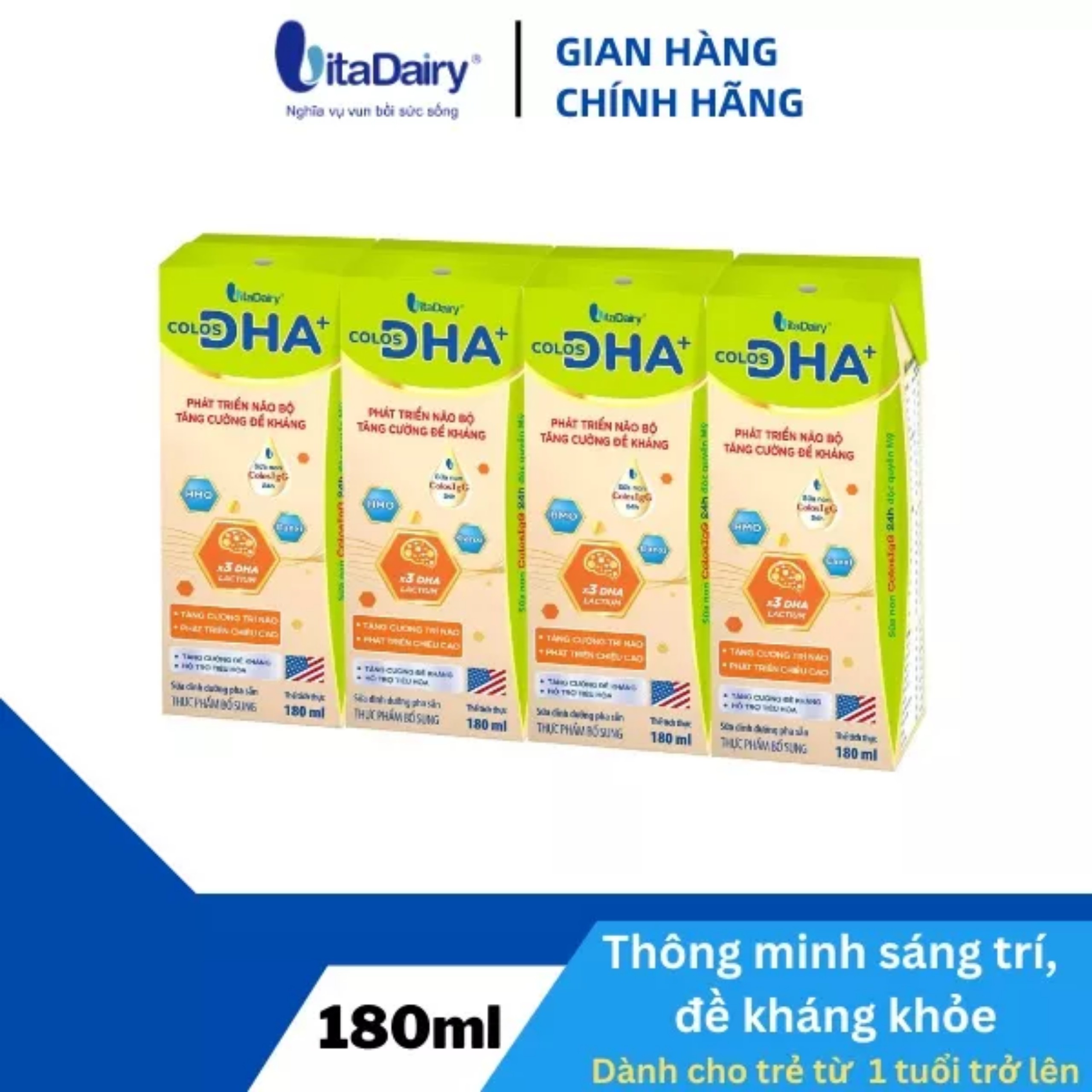 Combo 4 lốc 16 hộp sữa bột pha sẵn colos dha+ 180ml.