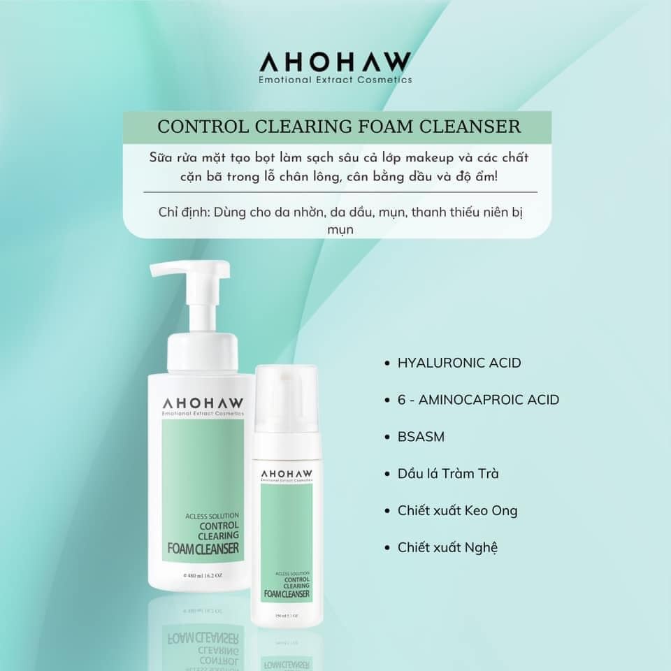 Sữa rửa mặt tạo bọt kiềm dầu - clearing foam ahohaw