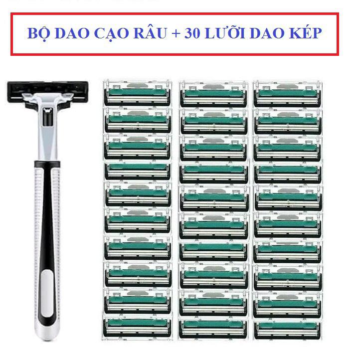 Dao cạo râu - Combo 30 lưỡi dao kép, 1 thân dao giá rẻ