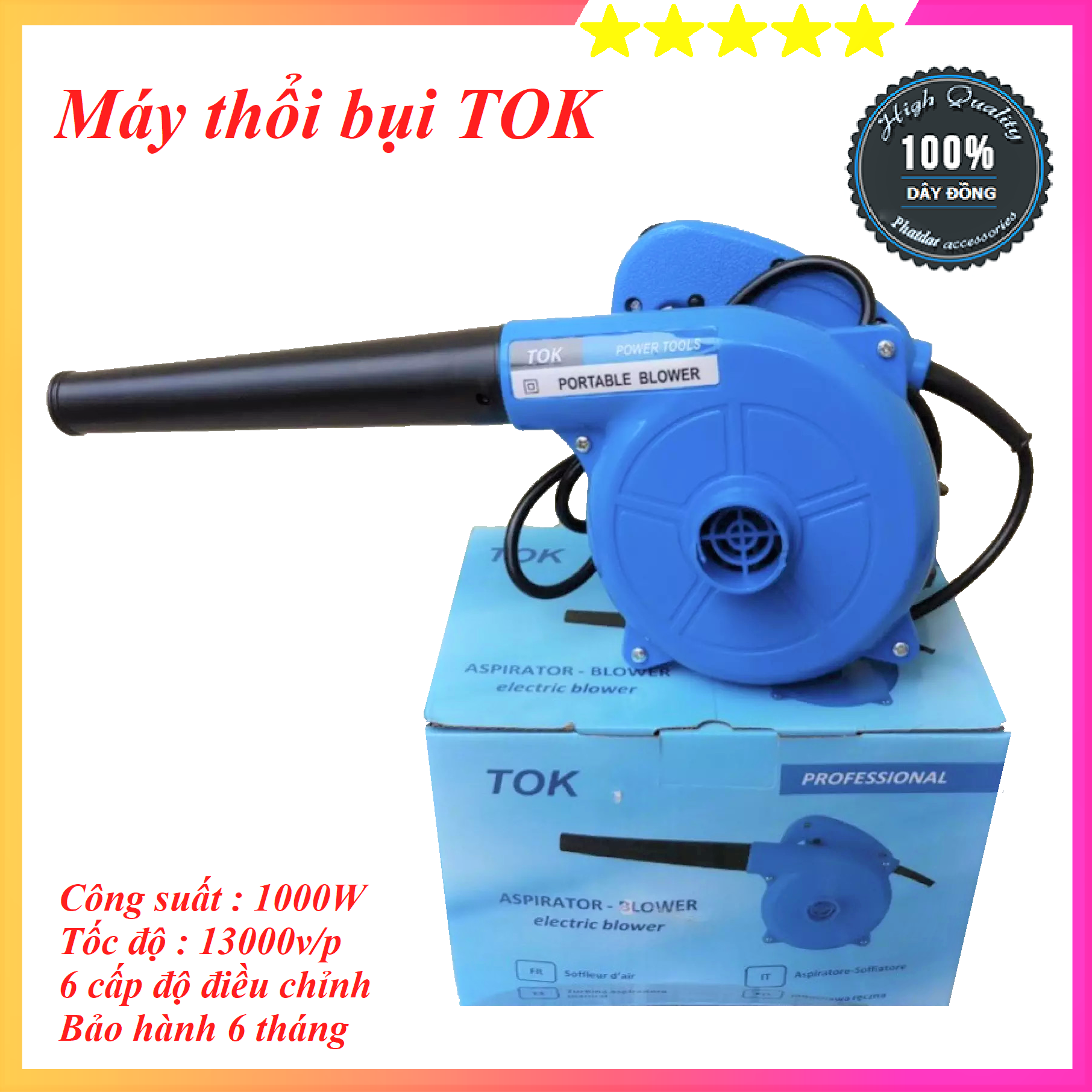 Máy thổi hút bụi tok 1003 - 1000w - 6 cấp thổi tiện lợi- bảo hành 6 tháng