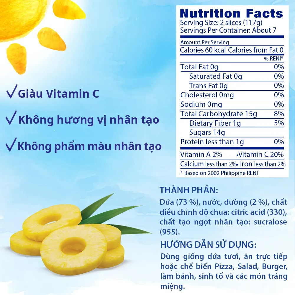 [MUA 2 GIẢM 9%][VOUCHER 50K ĐƠN 209K]Dứa Tươi Nguyên Lát Dole (822g)