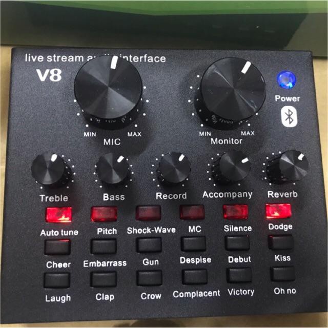 Sound Card V8 hát livestream, thu âm, kết nối bluetooth