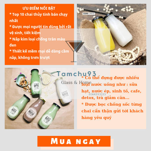 combo 10 chai thủy tinh đựng sữa 310ml