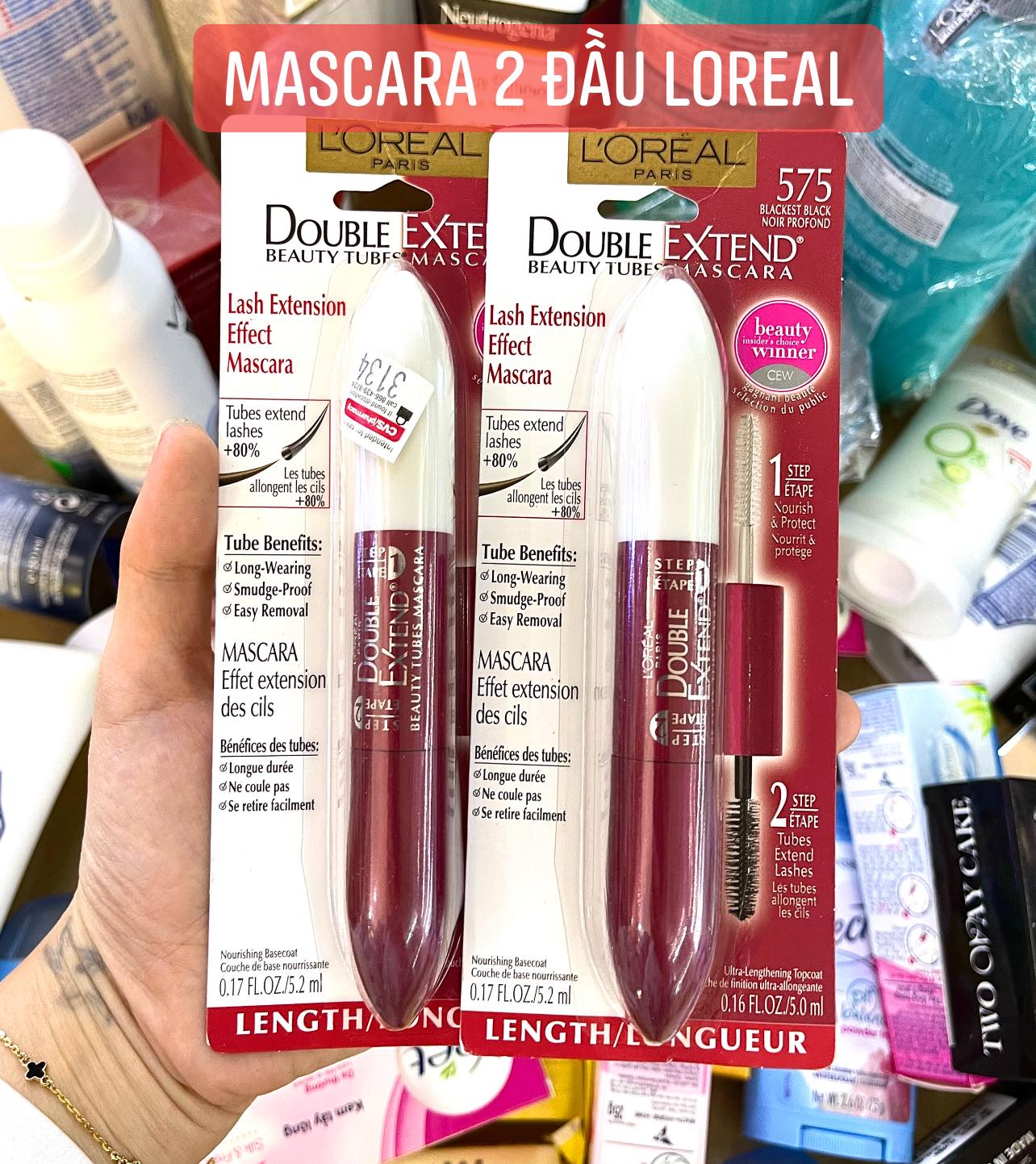 Mascara 2 đầu l'oreal double extend beauty tubes dưỡng dài mi