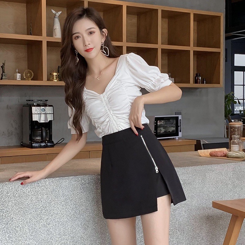 Quần short váy khoá kéo đẹp - chân váy dáng a tuyết mưa