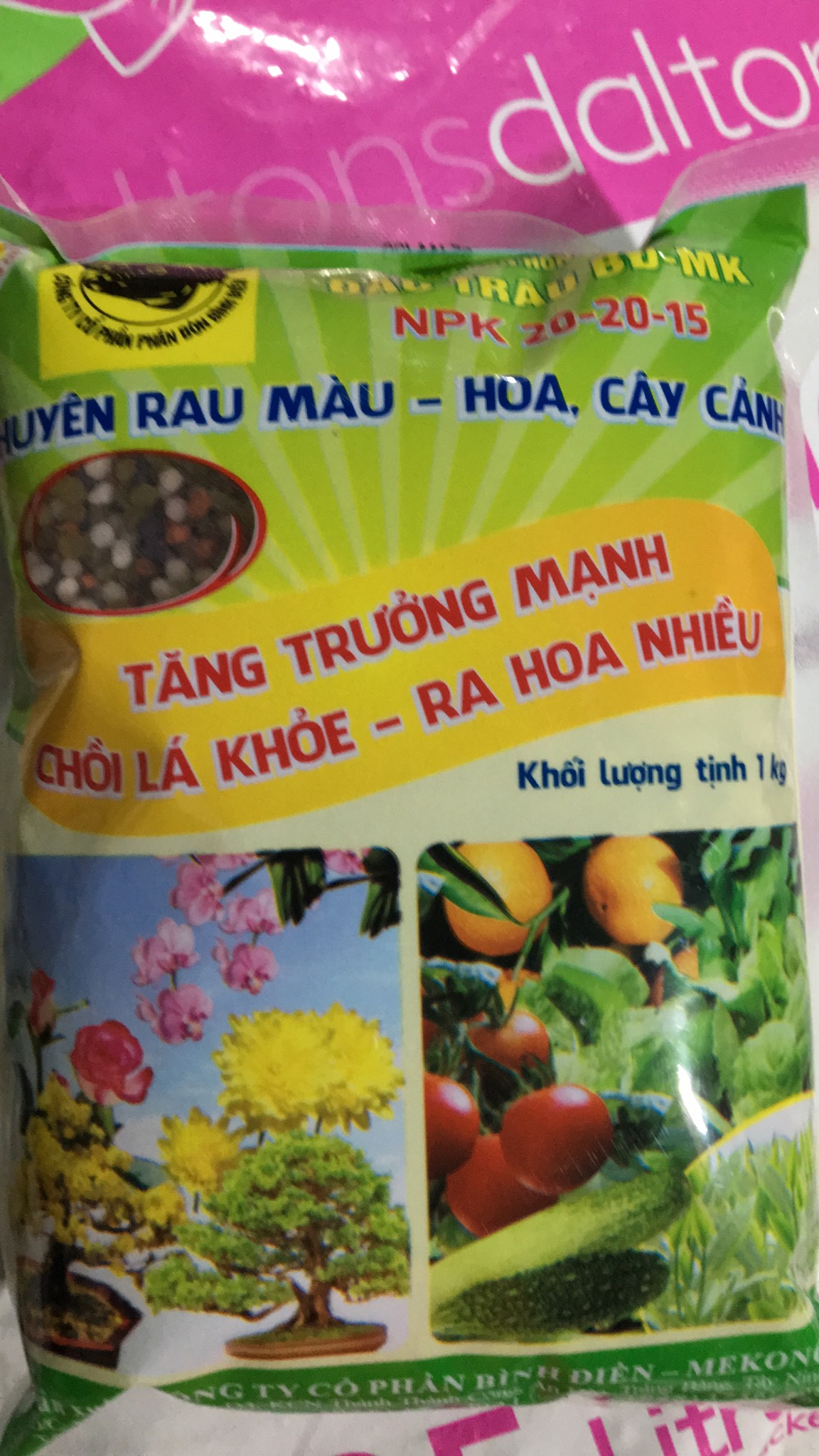 Phân bón NPK 20-20-15 đầu trâu gói 1kg