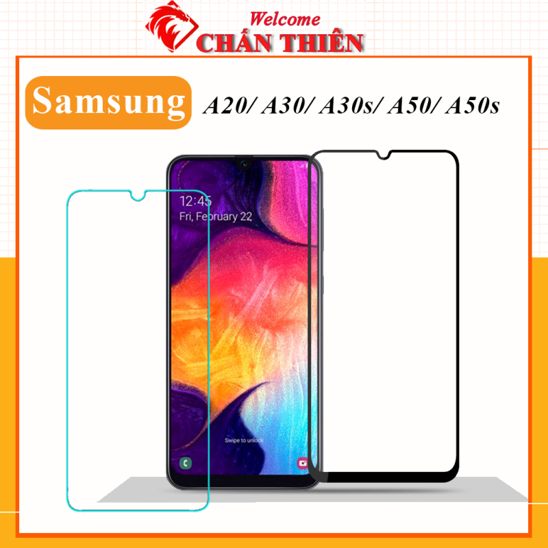 Kính cường lực Samsung A20 A30 A50 A50s full màn hình và trong suốt cảm ứng mượt tặng kèm khăn lau