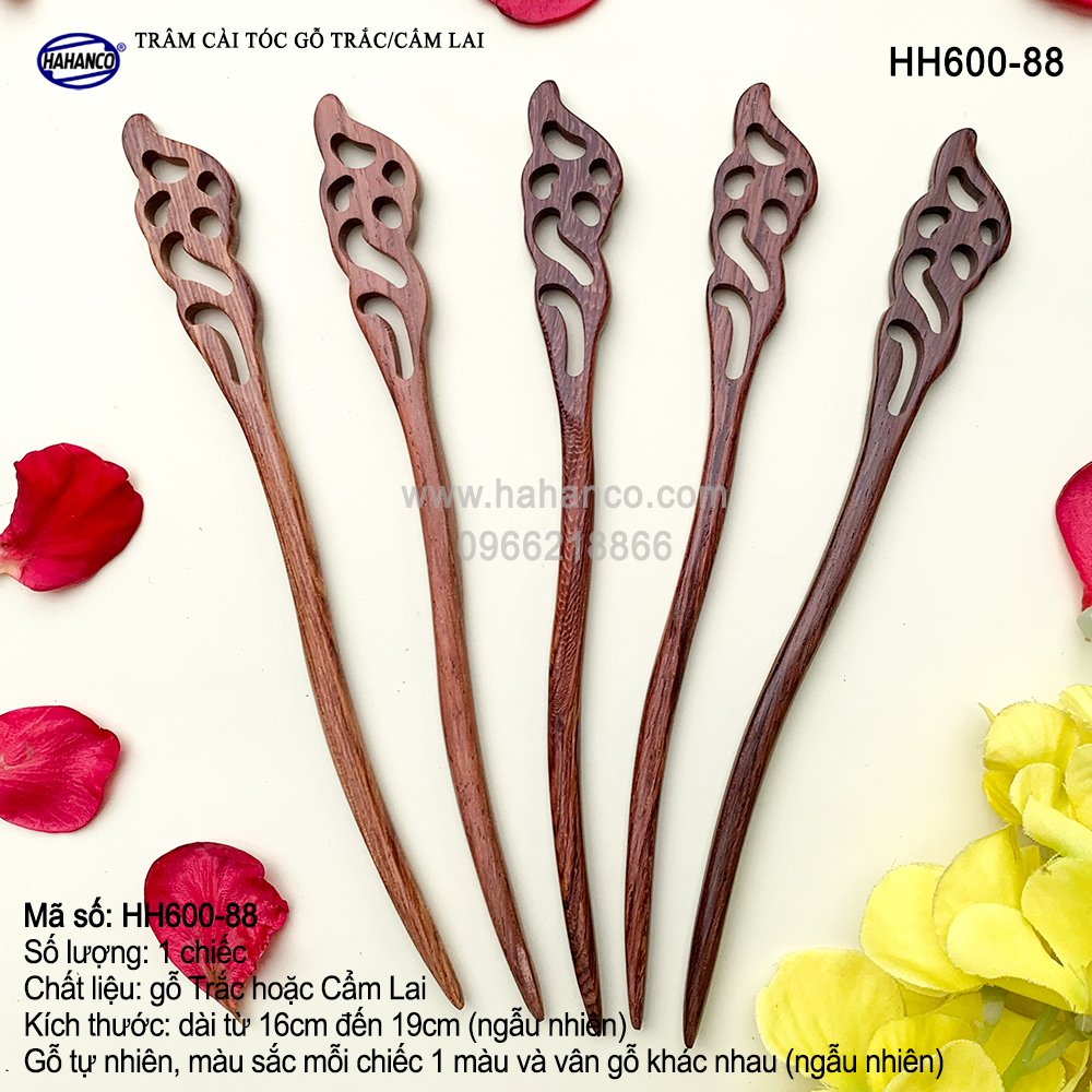 Trâm cài tóc bằng gỗ Trắc/Cẩm, đục khắc dễ thương (Đủ loại) HH600 - HAHANCO