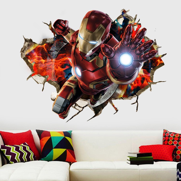 [HCM]Decal 3D Iron Man - Biệt Đội Siêu Anh Hùng Marvel - Decal Người Sắt