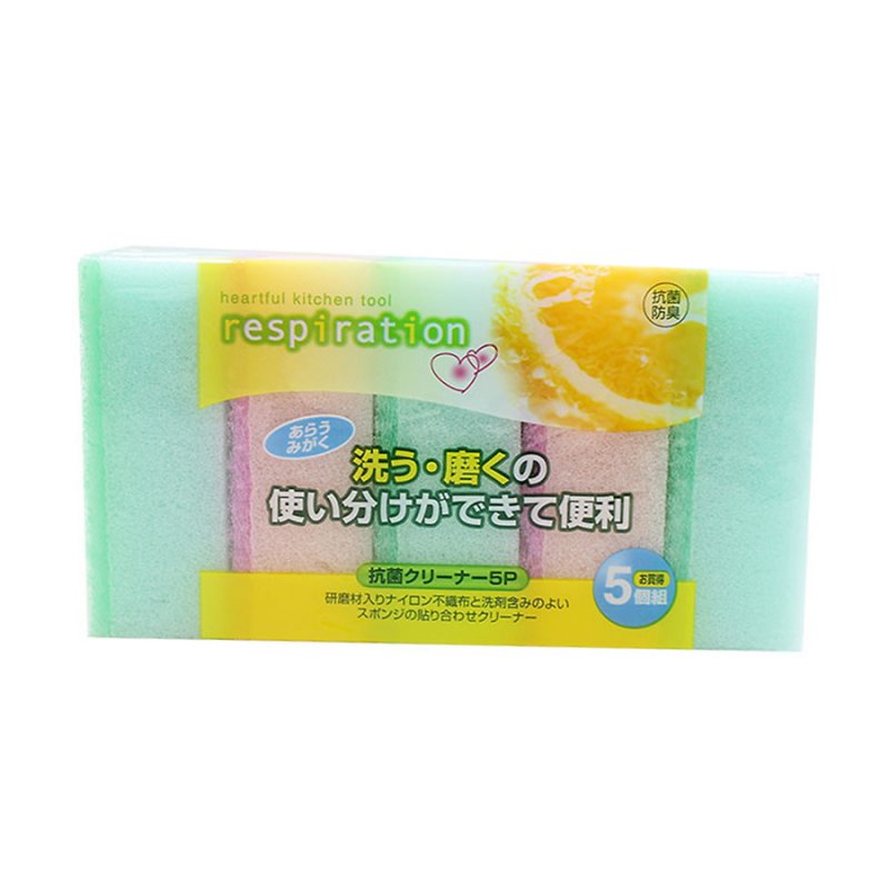 Set 5 miếng xốp rửa chén bát Nhật Bản có 1 mặt ráp