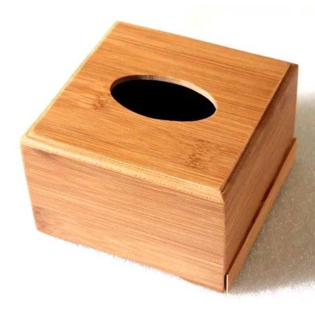 Hộp đựng giấy gỗ tre tự nhiên sang trọng bền đẹp cỡ Vuông 8,5x12x14cm