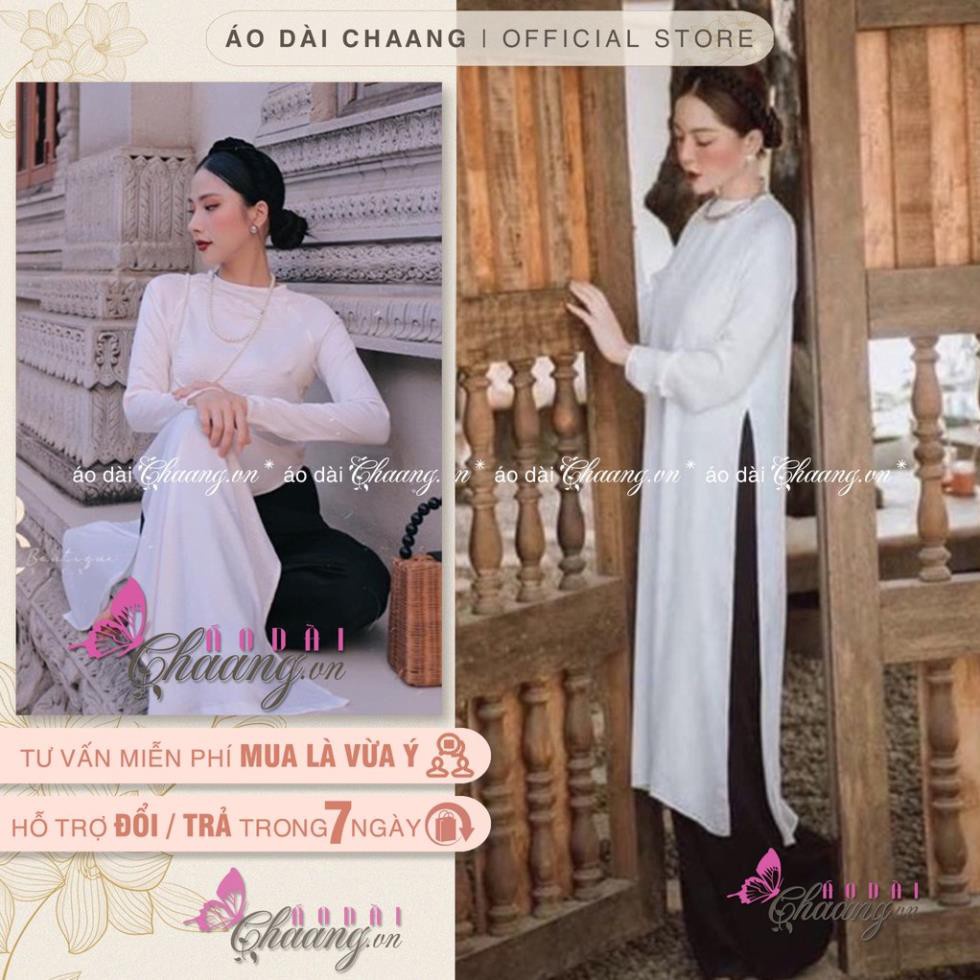 Áo dài cách tân trắng ??CHAANG?? Kiểu áo feather dáng rộng xưa, vải lụa tây thi