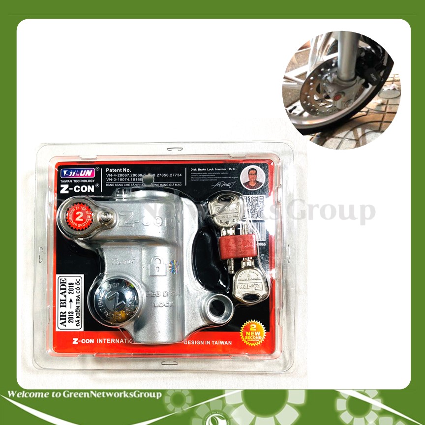 [HCM]Khóa thắng đĩa Z-con chống trộm xe máy AirBlade 2013-2019 Greennetworks