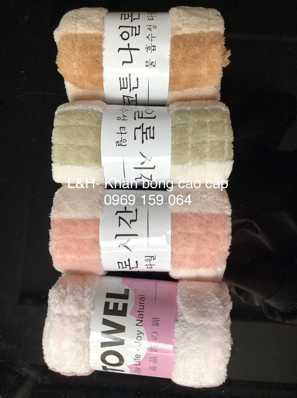 Khăn mặt lông cừu kẻ sọc to, Kt 30x50cm