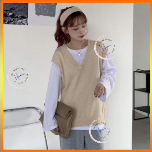 Áo GILE Len Nữ Màu Trơn Dày Dặn Cổ V Tim Basic Phong Cách Hàn Quốc