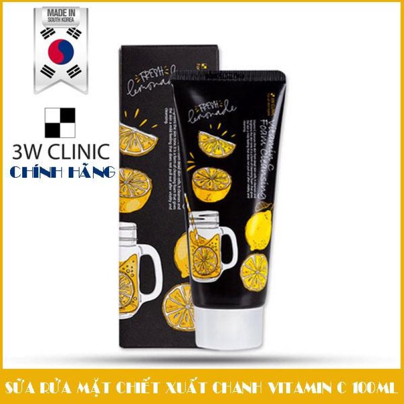 Sữa Rửa Mặt Dưỡng Trắng Sáng Da Chiết Xuất Chanh 3W Clinic Vitamin C Foam Cleansing 100ml