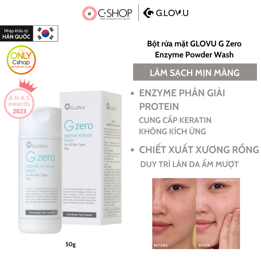 Bột rửa mặt GLOVU G Zero Enzyme Powder Wash 50g