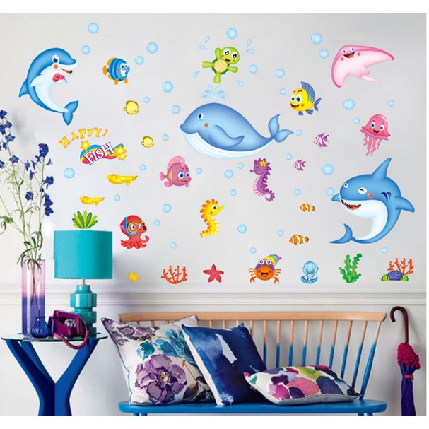 Decal dán tường động vật biển đại dương cho phòng của bé