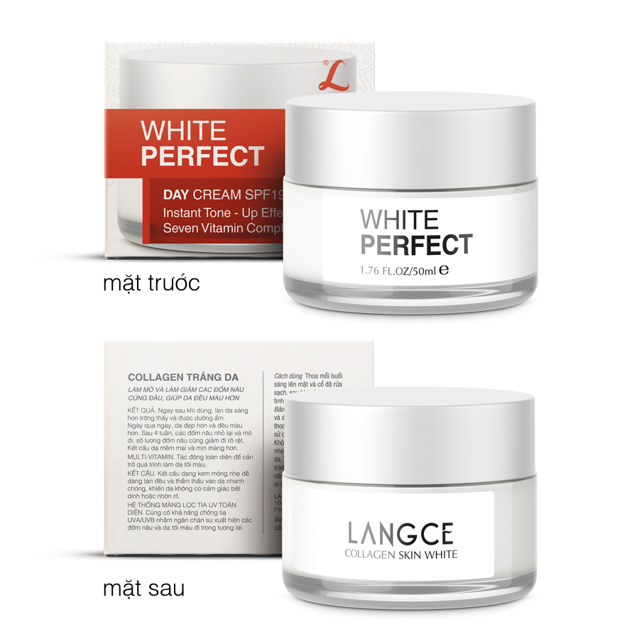BỘ TRẮNG DA, GIỮ ẨM MỀM MỊN ĐẸP DA WHITE PERFECT Se+Cr LANGCE