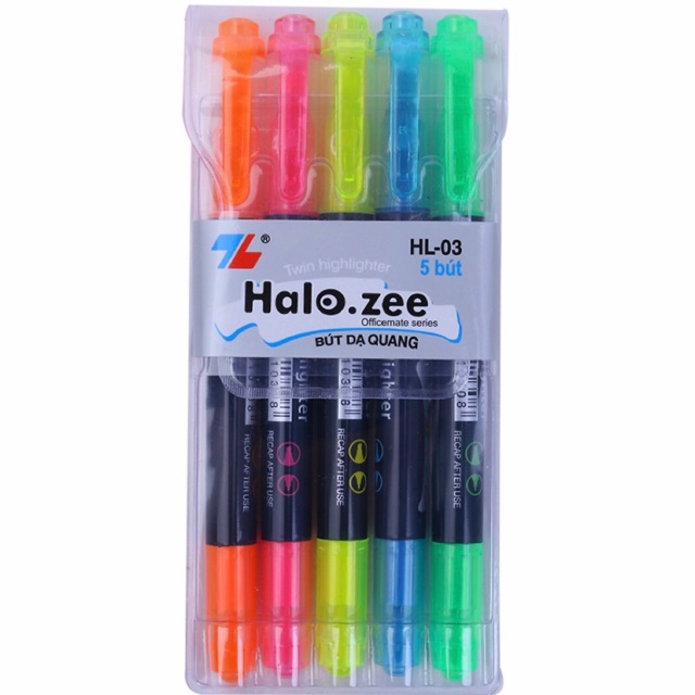 5 CÂY BÚT DẠ QUANG THIÊN LONG HL-03 (5 MÀU)