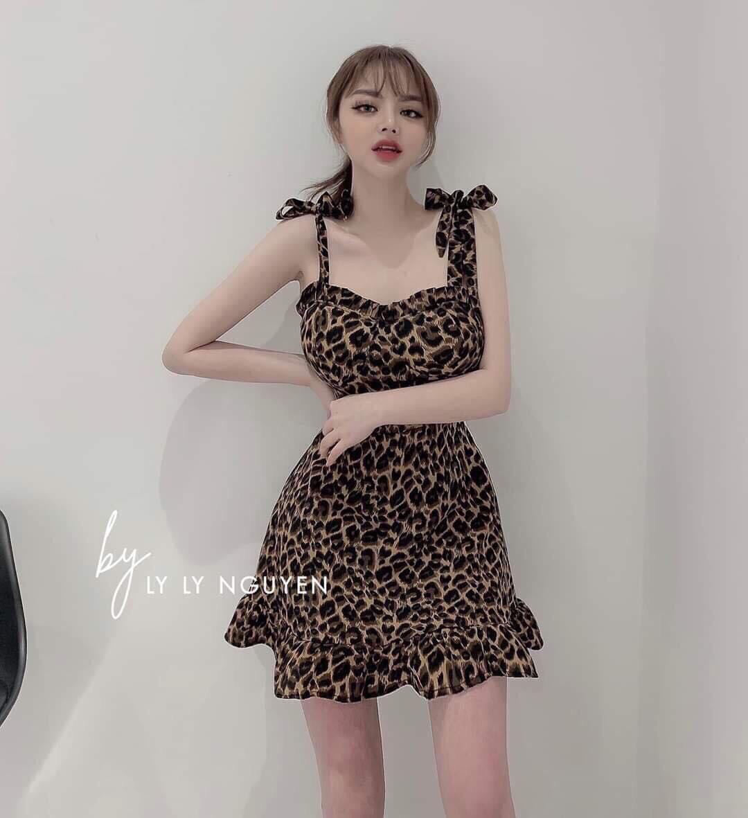[HCM]Đầm da beo đuôi cá cột vai cực xinh