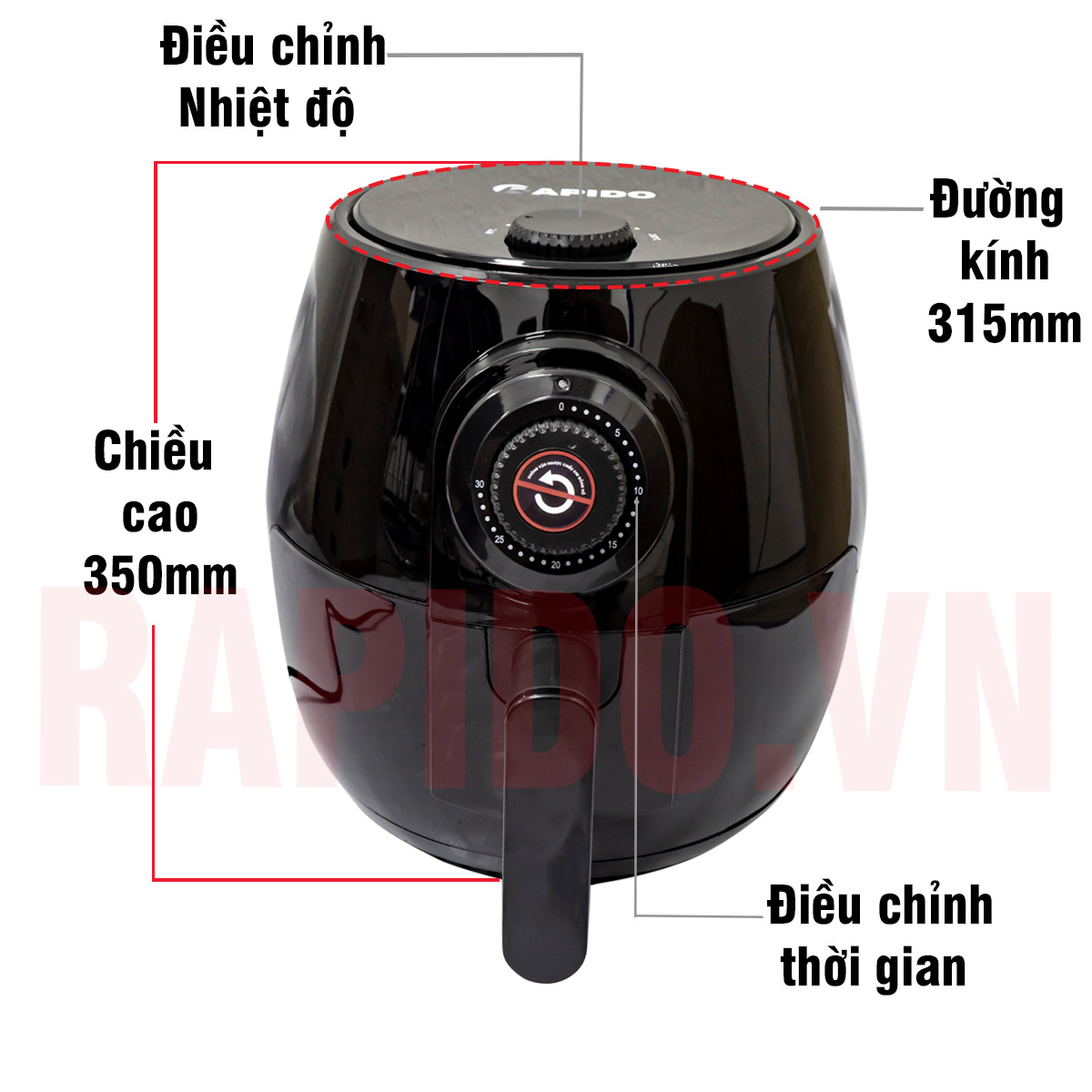 [HCM]Nồi chiên không dầu rapido 4L