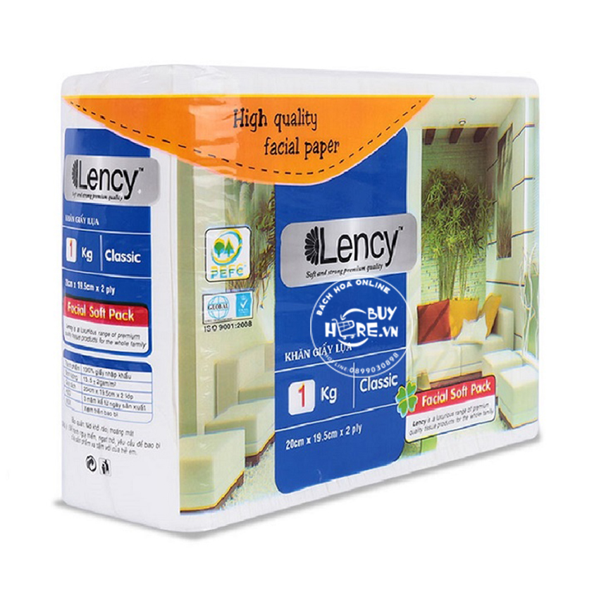 [Chính hãng]  Khăn giấy lụa Lency cao cấp gói 1 kg (2 lớp) [Ảnh thật]