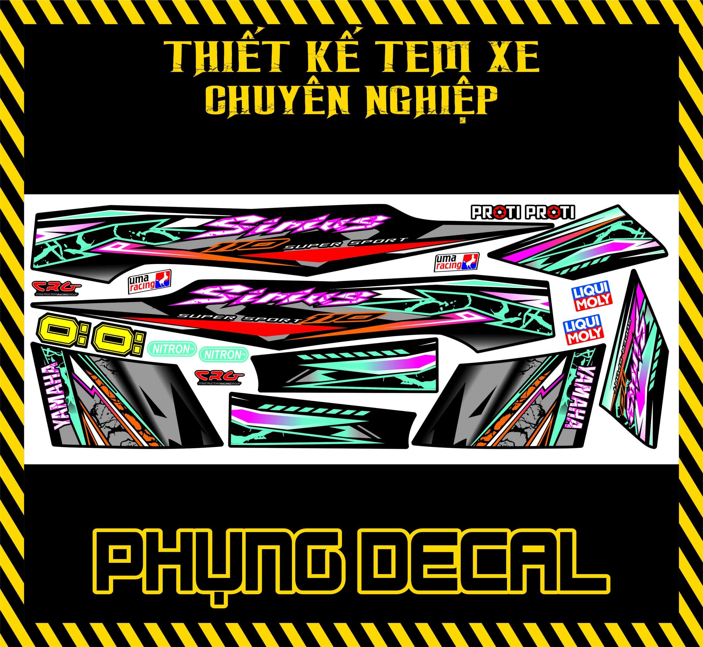 Tem rời sirius dán xe đen decal 17