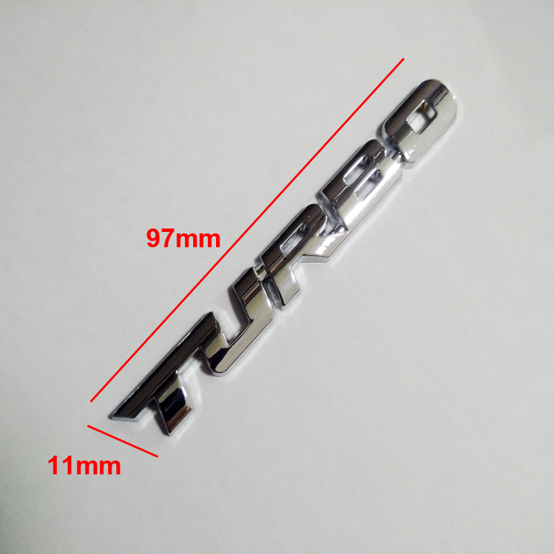 Tem kim loại Chữ TURBO dán xe