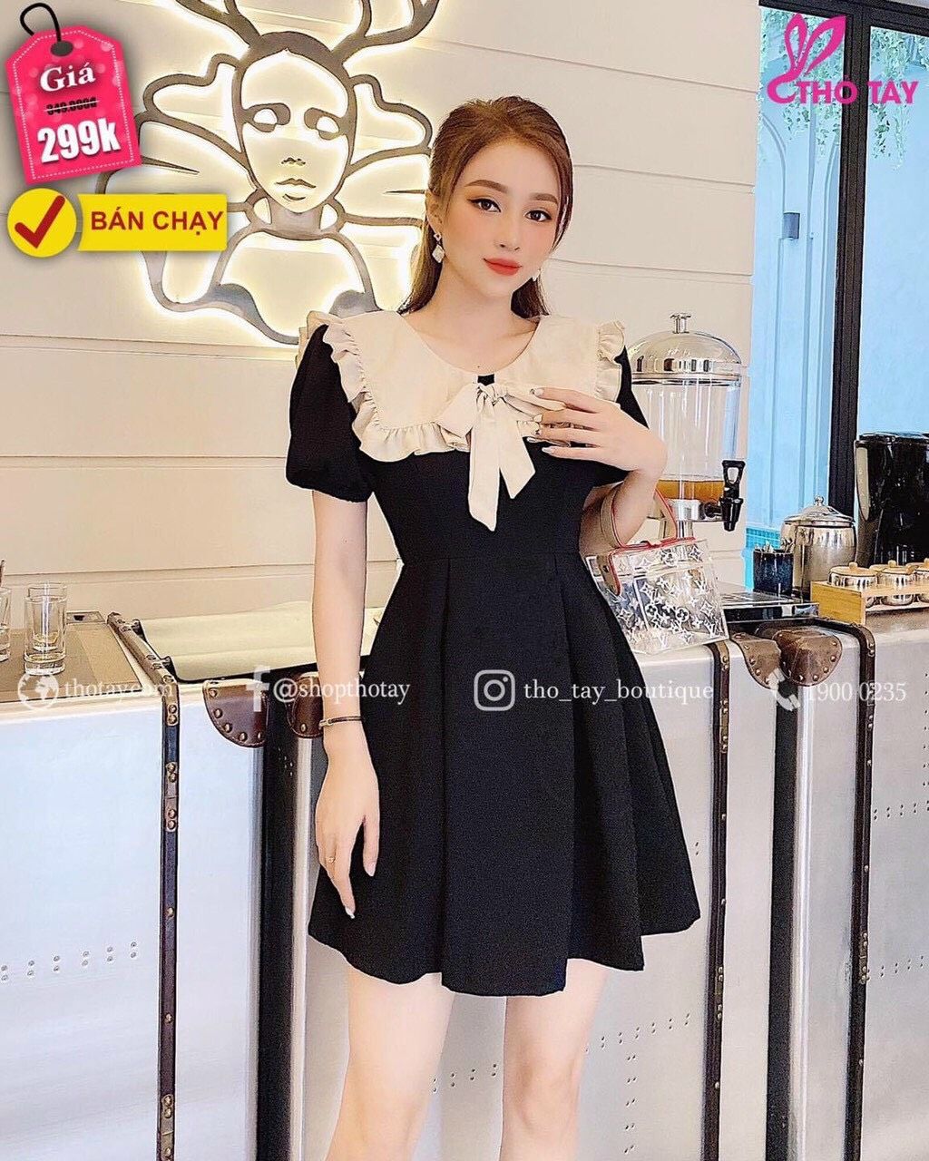 [Lu22] ĐẦM XÒE KIỂU CỔ BÈO THẮT NƠ