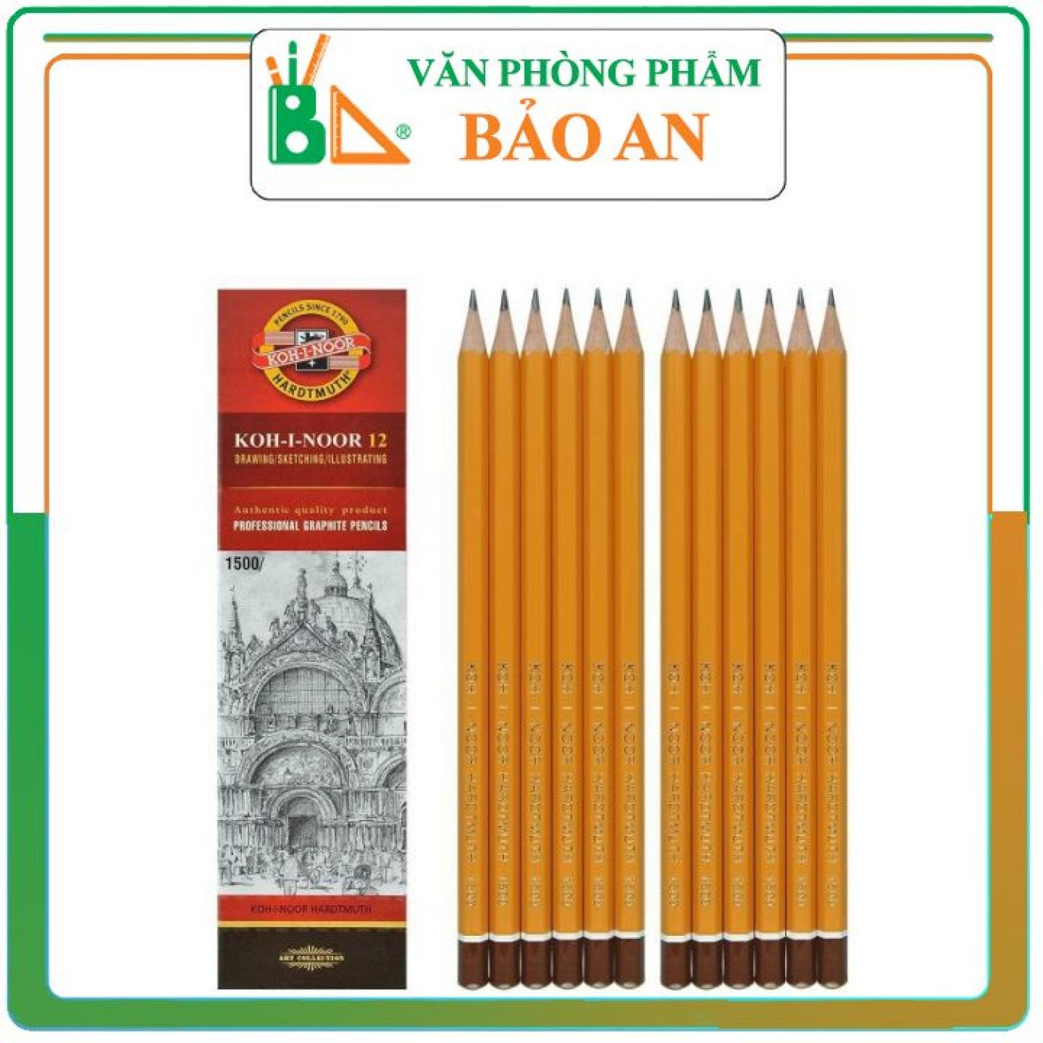 Bút chì tiệp koh-i-noor 1500-hb, 2b, 3b, 4b - văn phòng phẩm bảo an