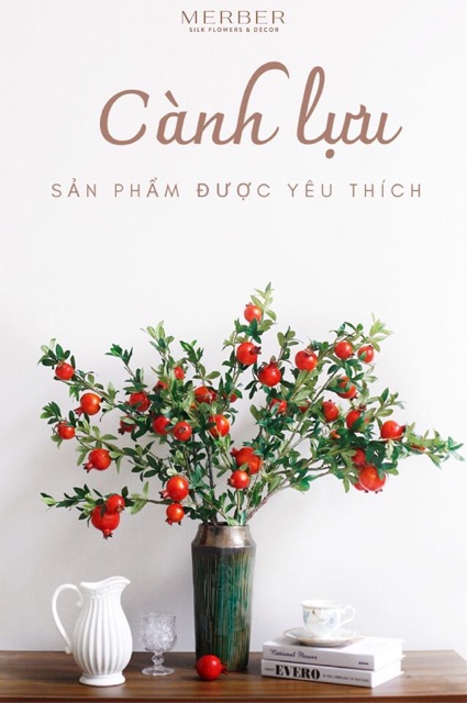 Cành lựu giả trang trí (ảnh chụp thật)
