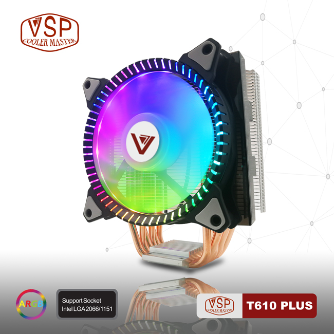 Quạt tản nhiệt cpu vsp cooler master t610plus - led rgb