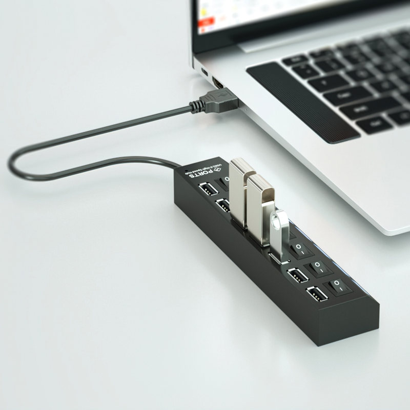 7 Port USB splitter with switch