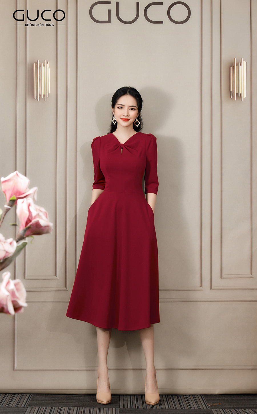 Đầm xòe dự tiệc 3787 GUCO Đỏ