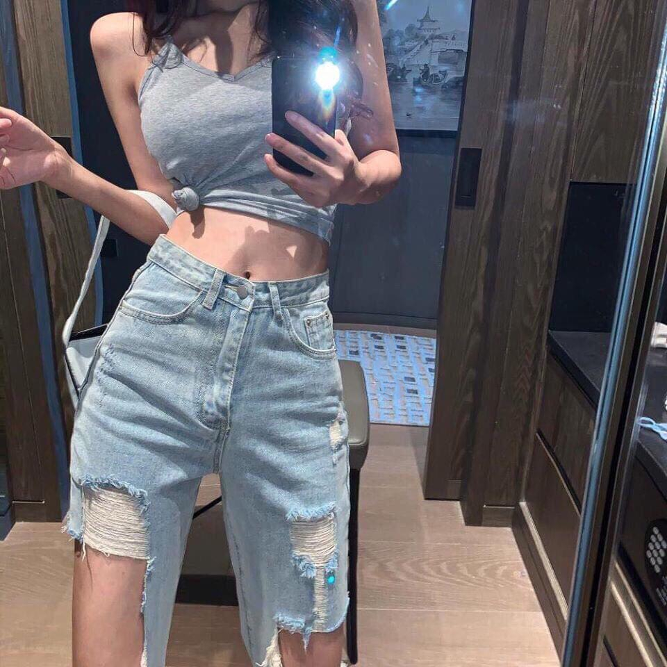Quần jean nữ baggy rách HỞ HAI ĐÙI siêu bụi 139-28