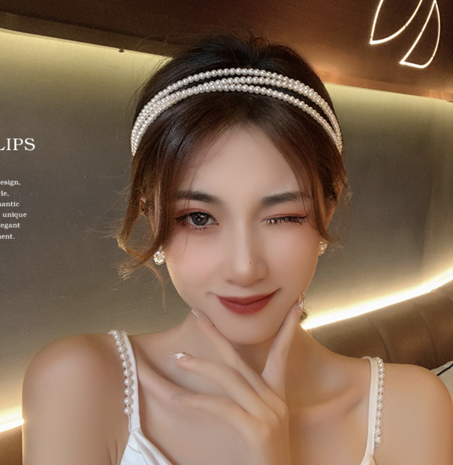 Băng đô hạt trai ba đường độc đáo Giangpkc 2022 Phụ Kiện Cưới Giang