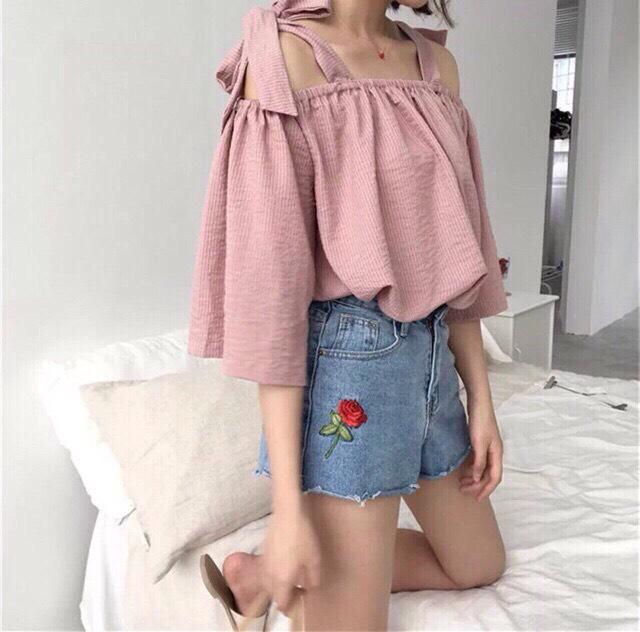 [HCM]Áo Trễ Vai Cột Nơ