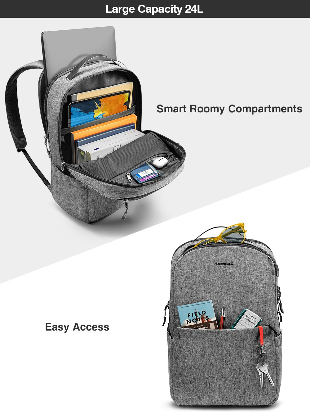 BALO TOMTOC (USA) A80 CASUAL SCHOOL FOR ULTRABOOK 15.6 inch GRAY