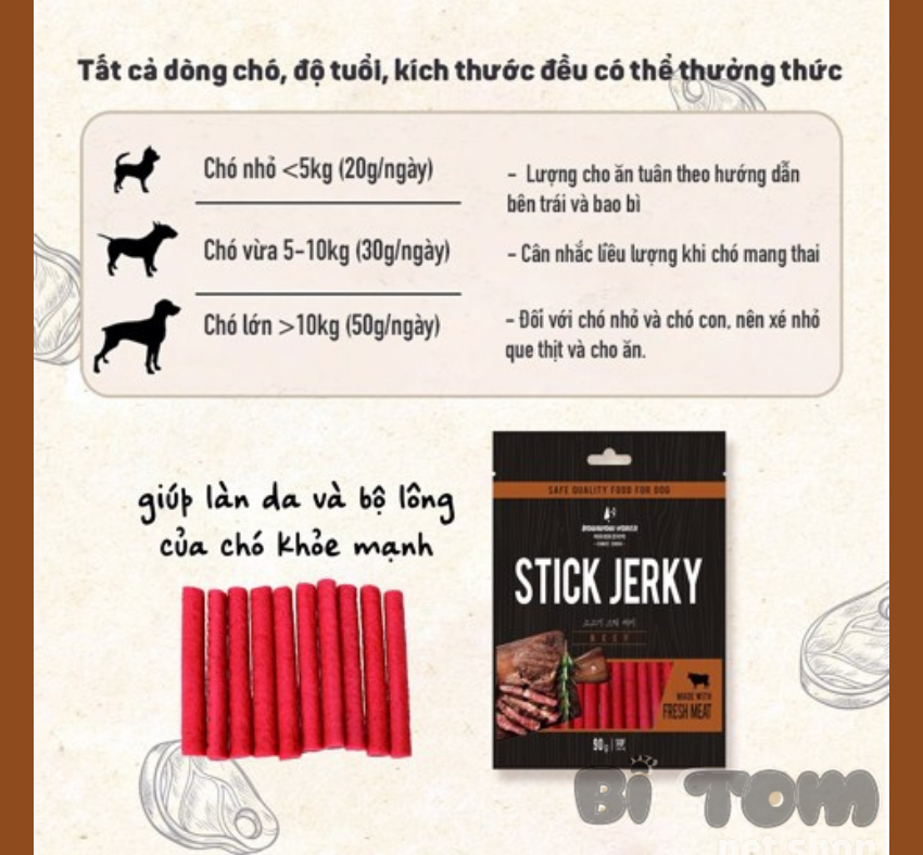 SACK THỊT QUE CHO CHÓ  BOWWOW STICK JERKY - 90GR